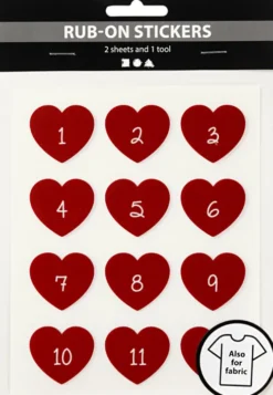 Rub On Stickers - Kalendertal - H 32 MM - B 28 MM - 12,2X15,3 CM - Rød