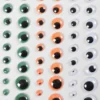 Rulleøjne - Ø 6+8+10+12+15 MM - Grøn - Orange - Hvid - 1 Ark - 54 Stk