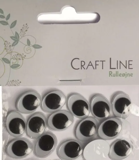 Rulleøjne Oval Pålim. 15Mm 20Stk. Sort/Hvid - Craft Line