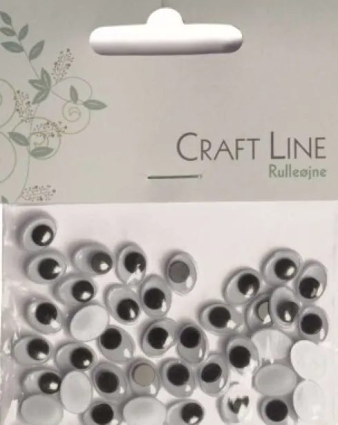 Rulleøjne Oval Pålim. 10Mm 40Stk. Sort/Hvid - Craft Line