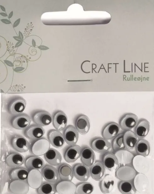Rulleøjne Oval Pålim. 10Mm 40Stk. Sort/Hvid - Craft Line