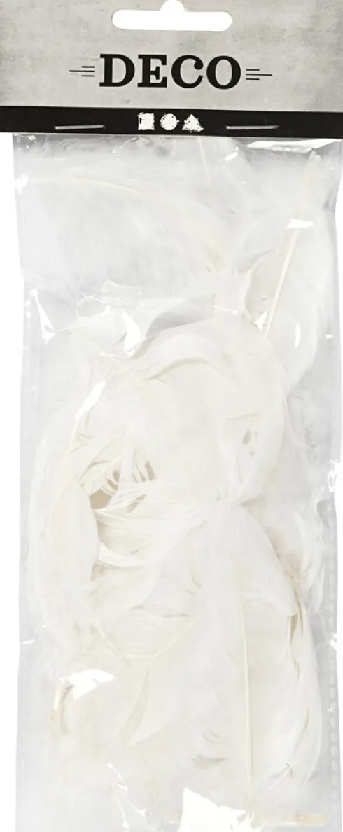 Rundfjer - Gås - L 5-8 CM - Hvid - 3 G