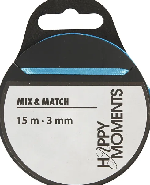 Satinbånd - B 3 MM - Lyseblå - 15 M