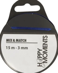 Satinbånd - B 3 MM - Mørk Blå - 15 M
