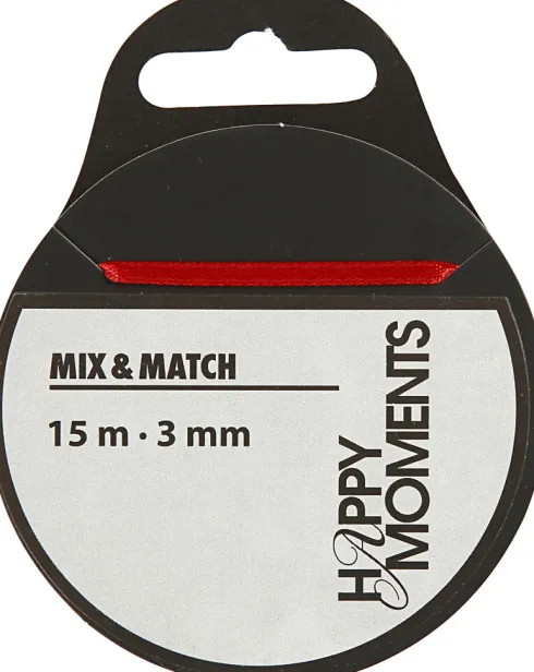 Satinbånd - B 3 MM - Rød - 15 M