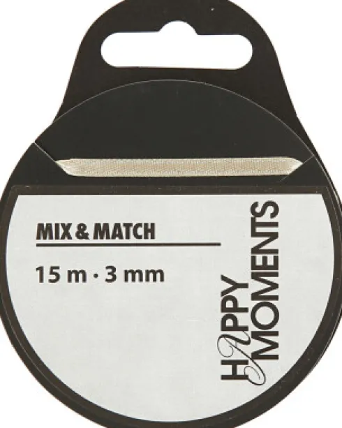Satinbånd - B 3 MM - Råhvid - 15 M