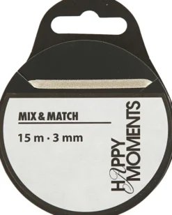 Satinbånd - B 3 MM - Råhvid - 15 M