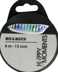 Satinbånd Med Print - B 15 MM - Lyseblå - 6 M