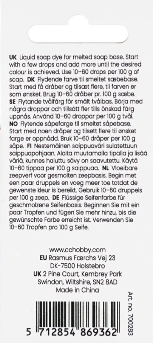 Sæbefarve - Rød - 10 ML