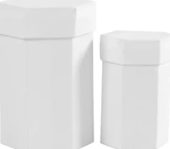 Sekskantede Æsker - H 7+9 CM - Str. 4,5+6 CM - Hvid - 2 Stk