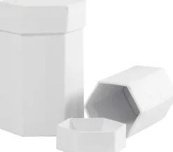 Sekskantede Æsker - H 7+9 CM - Str. 4,5+6 CM - Hvid - 2 Stk