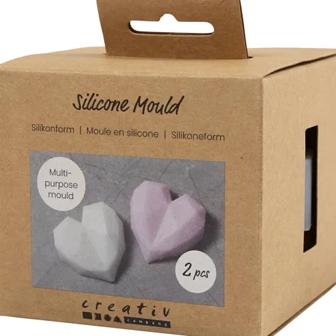 Silikoneform - Facethjerte - H 2 CM - L 6 CM - B 5,8 CM - 2Stk