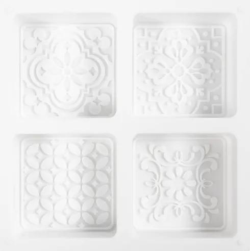 Silikoneform - Firkantet Med Grafisk Motiv - H 2,4 CM - L 6,8 CM - 4Stk