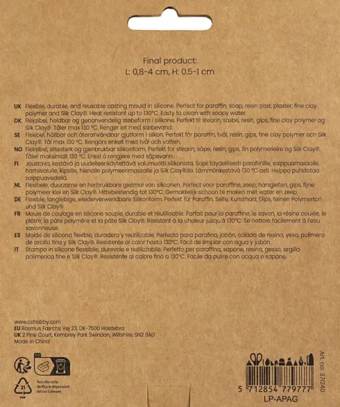 Silikoneform - Roser - H 0,5-1 CM - L 0,8-4 CM - 1 Stk