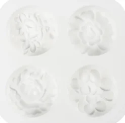 Silikoneform - Rund Med Blomstermotiv - L 6,8 CM - B 2,3 CM - 4Stk
