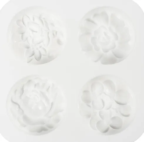 Silikoneform - Rund Med Blomstermotiv - L 6,8 CM - B 2,3 CM - 4Stk