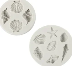 Silikoneform - Søstjerne - Konkylie - Muslingeskal - H 0,3-1 CM - L 1,3-3,3 CM - 2Stk