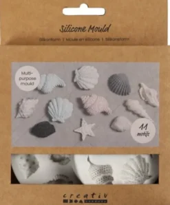 Silikoneform - Søstjerne - Konkylie - Muslingeskal - H 0,3-1 CM - L 1,3-3,3 CM - 2Stk