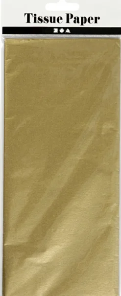 Silkepapir - 50X70 CM - 14 G - Guld - 6 Ark