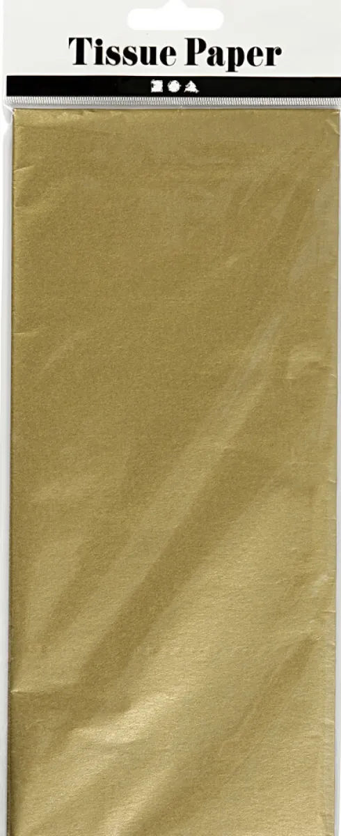 Silkepapir - 50X70 CM - 14 G - Guld - 6 Ark