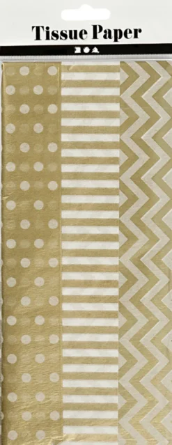 Silkepapir - 50X70 CM - 17 G - Guld - 6 Ark