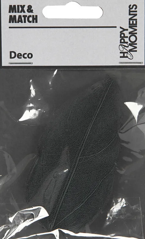 Skeletblade - L 6-8 CM - Sort - 20 Stk