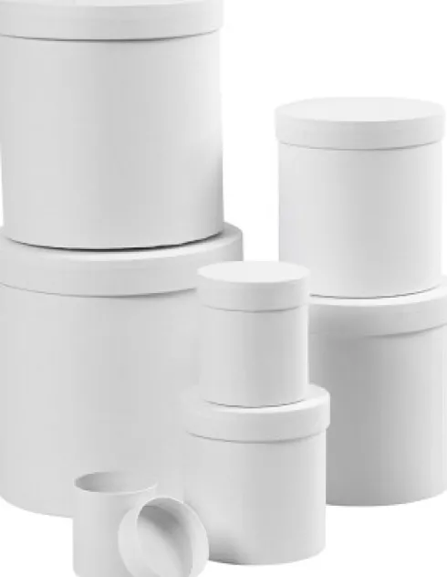 Æsker - Runde - H 7,5+10,2 +12,7+15,2 +17,7+20,2 +22,7 CM - Ø 7+9 +12+14,5 +17+19,5 +22 CM - Hvid - 7 Stk