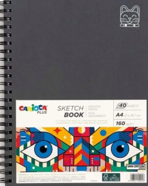 Skitsebog Med Spiralryg - A4 - Sketchbook - 40 Sider - Carioca Plus