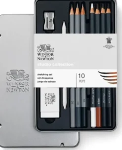 Skitsesæt Med Blyanter Og Tilbehør - Studio Collection - Winsor & Newton - 10 Dele
