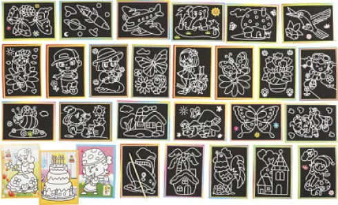 Skrabebilleder - Str. 9X12 CM - 96 Assorterede