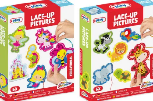 Snøresæt Med 6 Dyr - Lace-Up Billeder - Assorteret