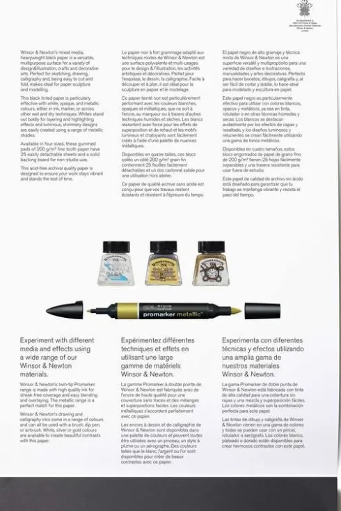 Sort Tegnepapir - A4 - 25 Sider - Mixed Media Black - Winsor & Newton