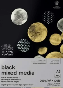 Sort Tegnepapir - A3 - 25 Sider - Mixed Media Black - Winsor & Newton