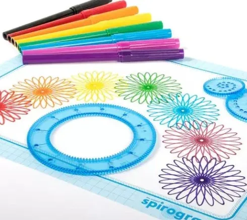Spirograph Sæt - Spiral Tegnesæt Med Tusser - 30+ Dele