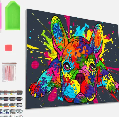 Splat Planet - Diamond Painting - Lærred - Fransk Bulldog - 30X40 CM