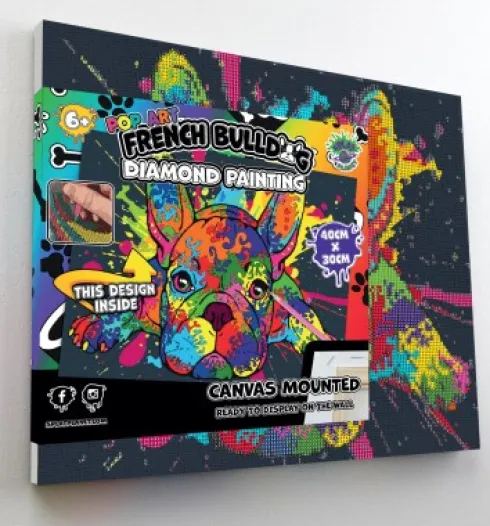 Splat Planet - Diamond Painting - Lærred - Fransk Bulldog - 30X40 CM