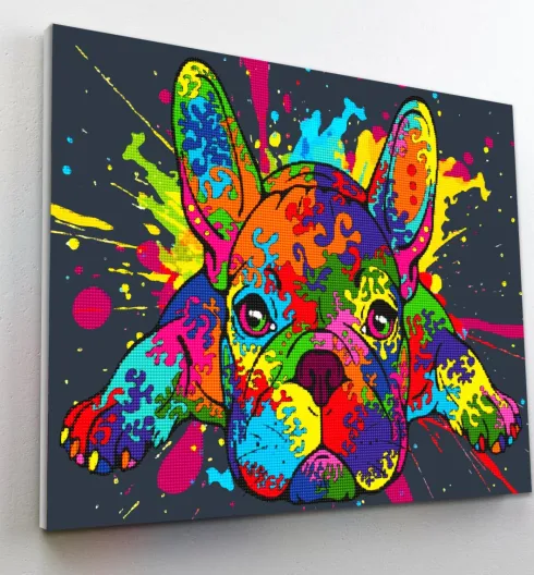 Splat Planet - Diamond Painting - Lærred - Fransk Bulldog - 30X40 CM