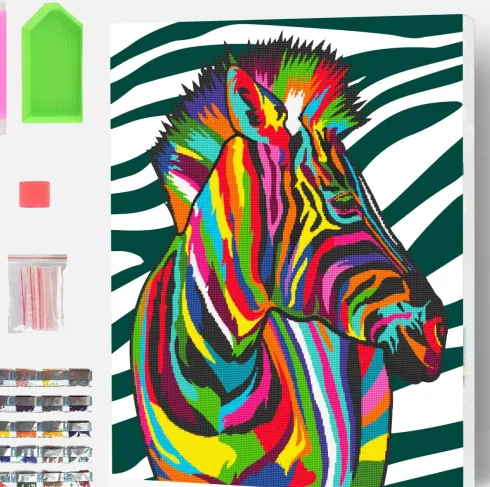Splat Planet - Diamond Painting - Lærred - Zebra - 30X40 CM