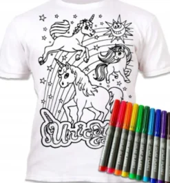 Splat Planet - T-Shirt Farv Og Vask Af - 10 Tuscher - 5-6 År - Enhjørning