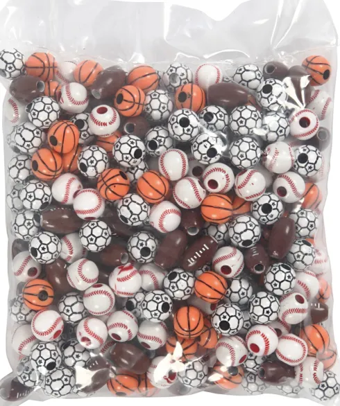 Sportsperler - Str. 11-15 MM - Hulstr. 3-4 MM - Assorterede Farver - 270 G