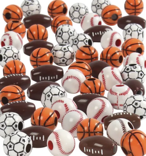 Sportsperler - Str. 11-15 MM - Hulstr. 3-4 MM - Assorterede Farver - 270 G