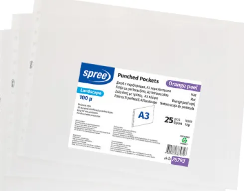 Spree - Plastlommer - A3 - Med Huller - Tværformat - 25 Stk