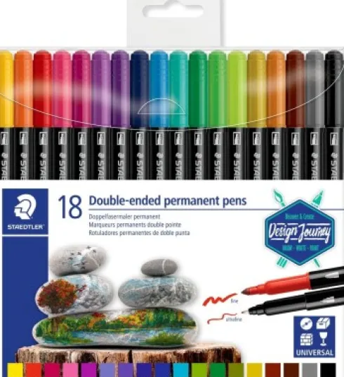 Staedtler - 18 Double-Ended Permanent Pens - Tusser Sæt