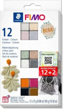 Staedtler - Fimo - Effect Ler Til Ovn - 12+2 Farver - Boho