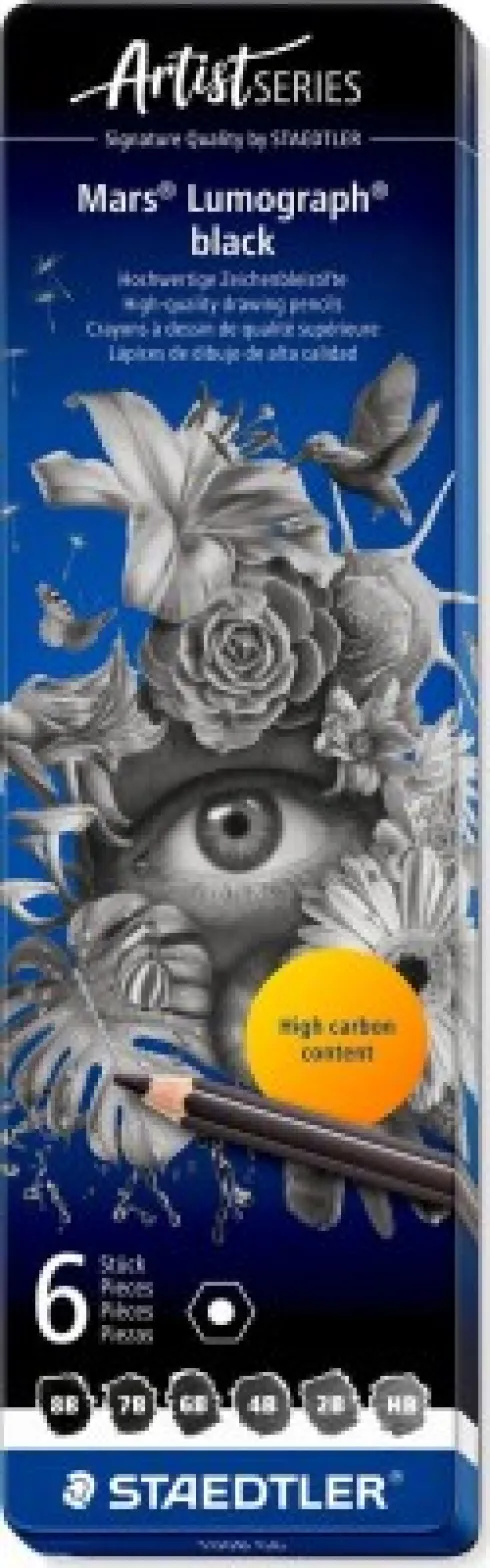 Staedtler - Mars Lumograph Black - 6 Blyanter - Artist Series - Sort