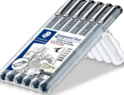 Staedtler - Pigment Liner Sæt - 0,05-0,8 MM - Sort - 6 Stk