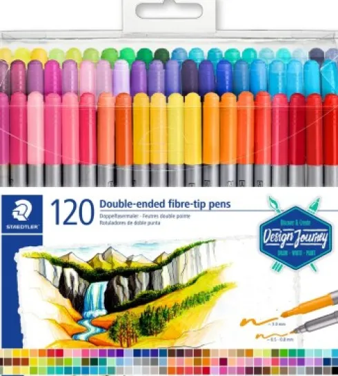 Staedtler - Twin Marker Fibre-Tip Tusser - Flere Farver - 120 Stk