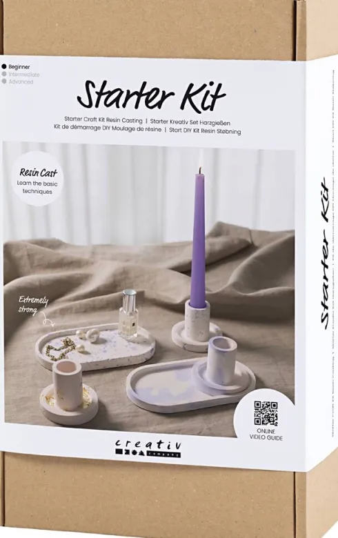 Start DIY Kit Resin Støbning - Lysestager Og Fade - Blå - Lys Pink - Hvid