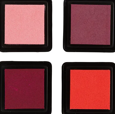 Stempelpude - H 2 CM - Str. 3,5X3,5 CM - Fersken - Pink - Lys Rosa - Mørk Rosa - 4 Stk
