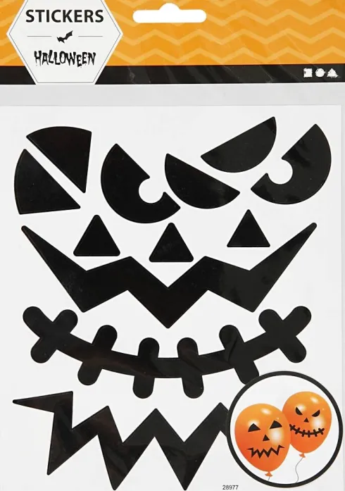 Stickers - Halloween - Store Ansigter - Ark 15X16,5 CM - 1 Ark